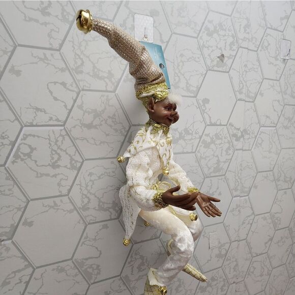 Ethnic Ivory and Gold Elf Christmas 18" Shelf Sitter - Picture 7 of 8